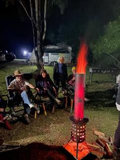 Chook ( Glenn Rossiter) was the life of the party at the pre Rort gathering , his choofer ( fire pit ) - 2 May